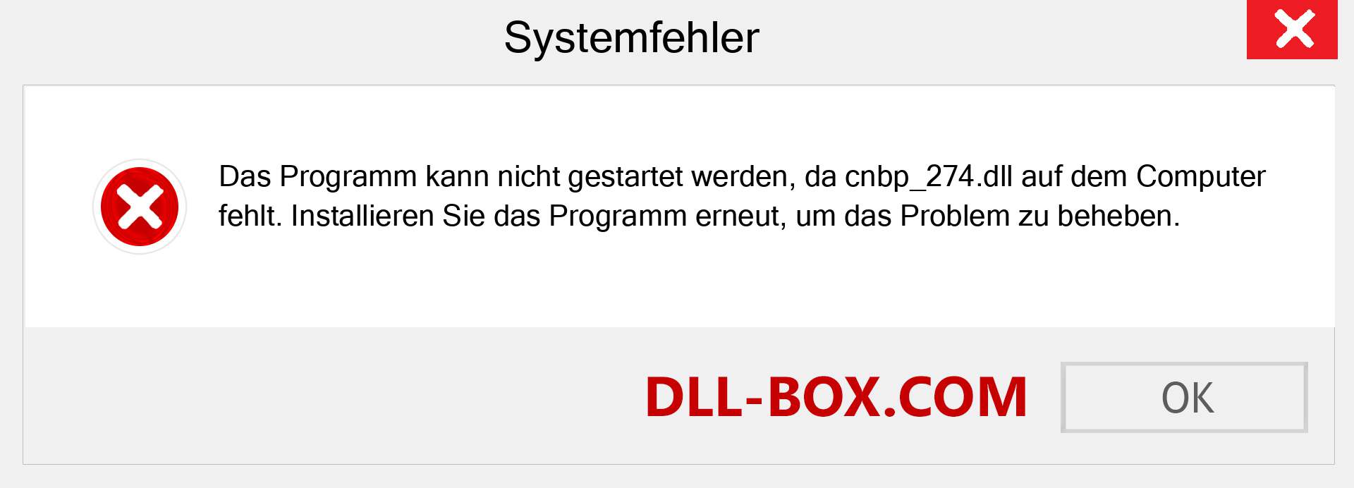 cnbp_274.dll-Datei fehlt?. Download für Windows 7, 8, 10 - Fix cnbp_274 dll Missing Error unter Windows, Fotos, Bildern